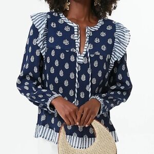 Vineyard Vines Deep Bay Fleur De Leaf Quilted Top Navy 3X